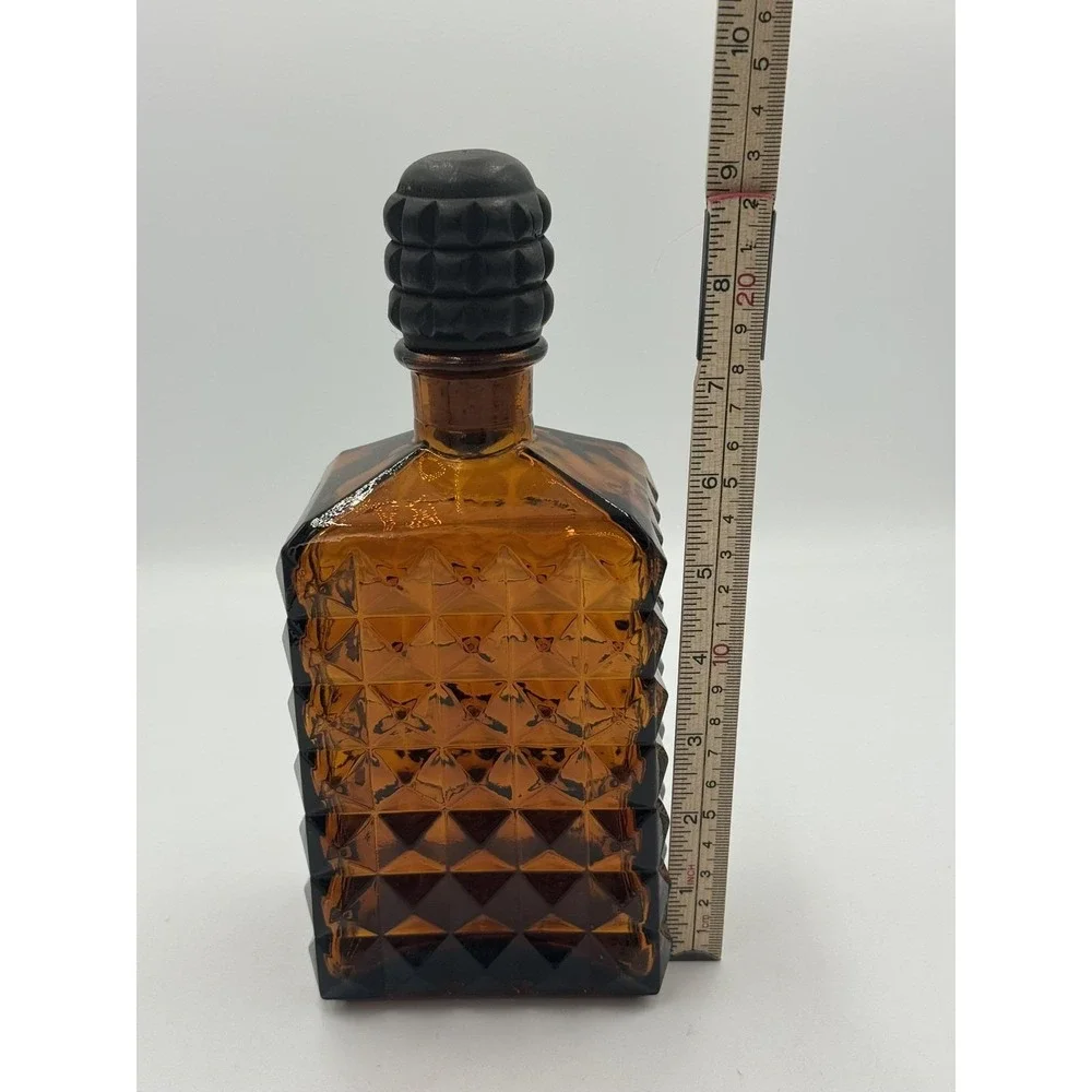 Vintage Dark Amber Glass Decanter from Spain